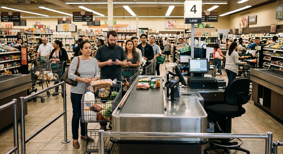 Cashier absent while customers waiting
